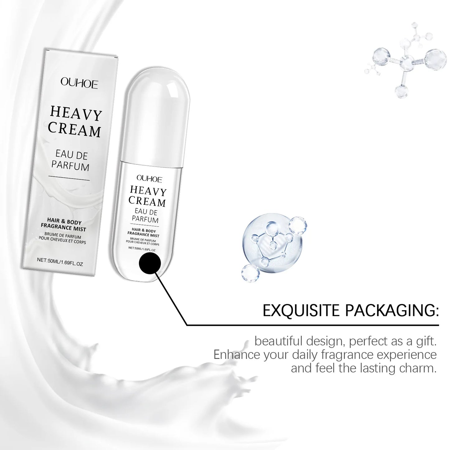 Ouhoe 50ml Light Milk Fragrance Perfume Charm Release Hair Body Spray Birthday Valentine's Day Gifts Flirting Pheromone Perfume