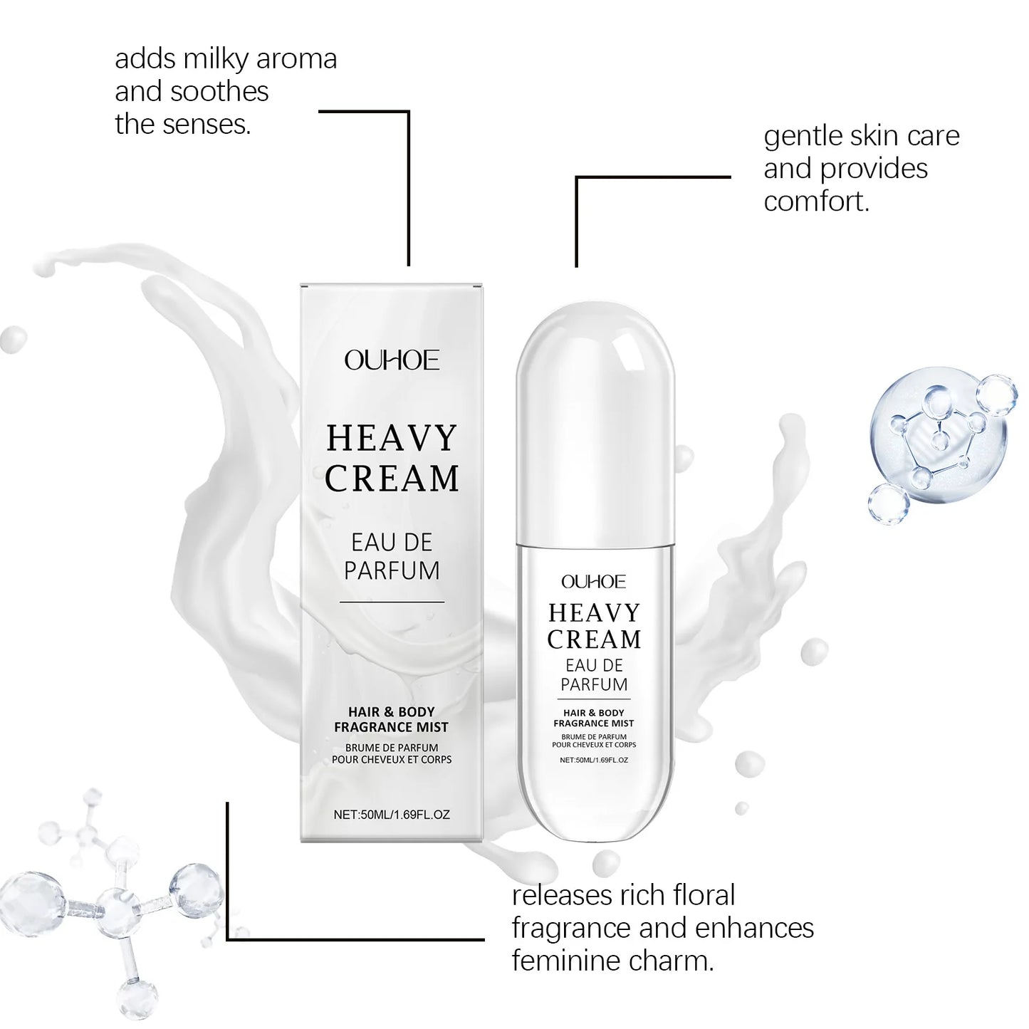 Ouhoe 50ml Light Milk Fragrance Perfume Charm Release Hair Body Spray Birthday Valentine's Day Gifts Flirting Pheromone Perfume